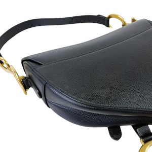 Medium Saddle Calfskin Black GHW