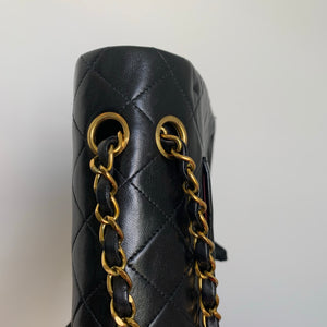 Vintage Lambskin Double Flap M/L with GHW In black