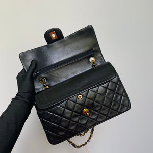 Vintage Lambskin Double Flap M/L with GHW In black