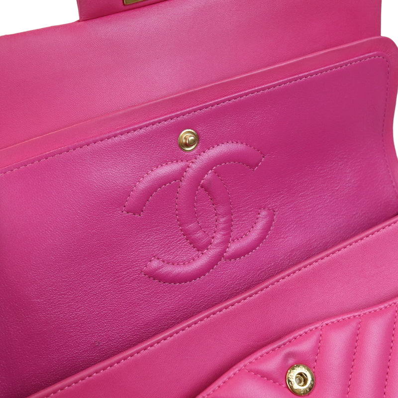 Classic Chevron Flap Medium Lambskin Pink GHW