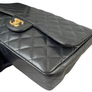Single Flap Jumbo Black Caviar GHW
