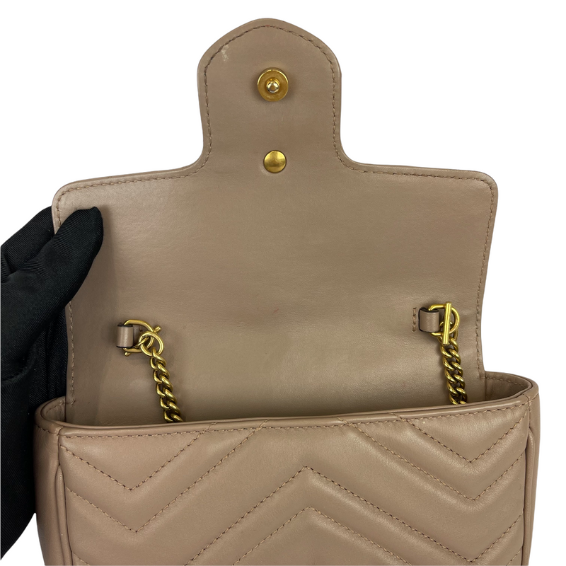 Marmont Super Mini Leather Beige GHW