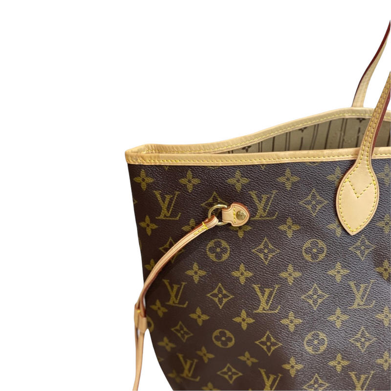 Louis Vuitton Ebene Monogram Coated Canvas Neverfull GM Gold