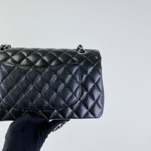 Classic Double Flap Medium Caviar Black SHW