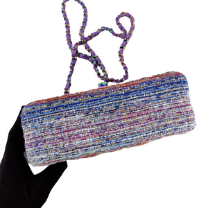 Mini Rectangle Flap Tweed Purple Rainbow Hardware