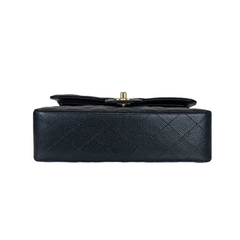 Small Classic Double Flap Caviar Black GHW