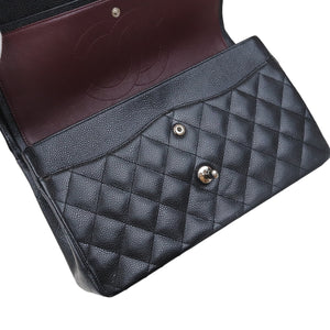 Classic Double Flap Jumbo Black Caviar SHW