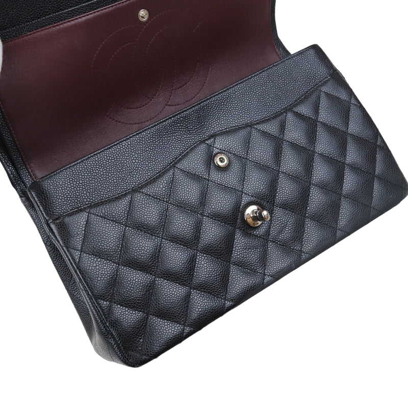 Classic Double Flap Jumbo Black Caviar SHW