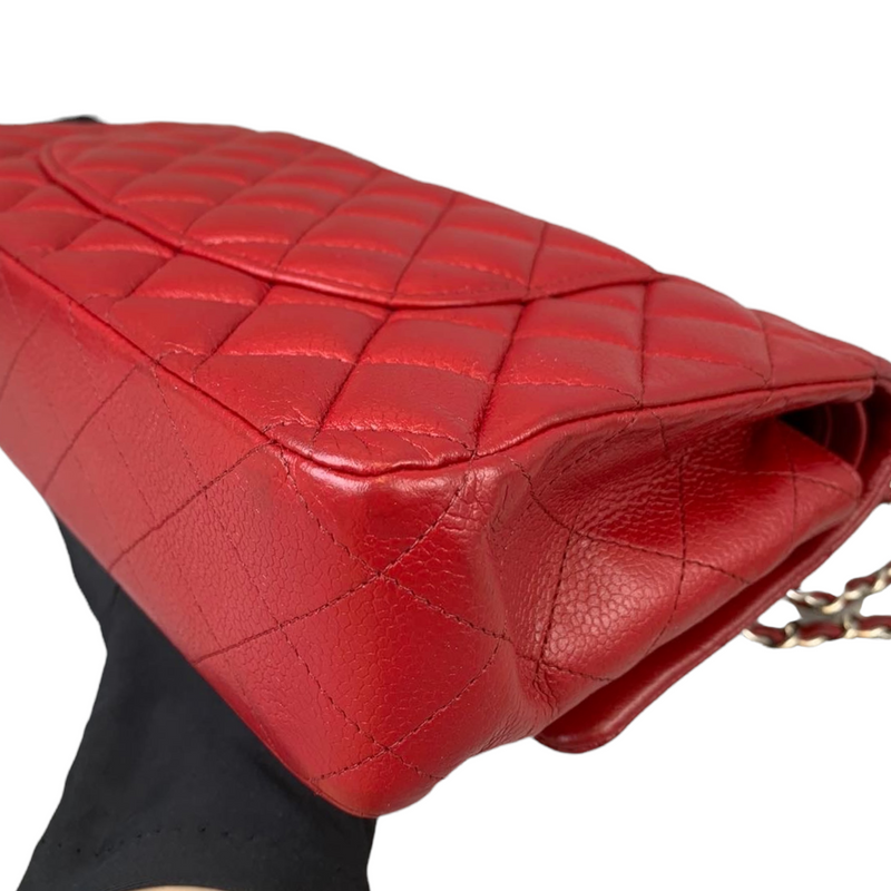 Classic Flap Caviar Medium Red SHW