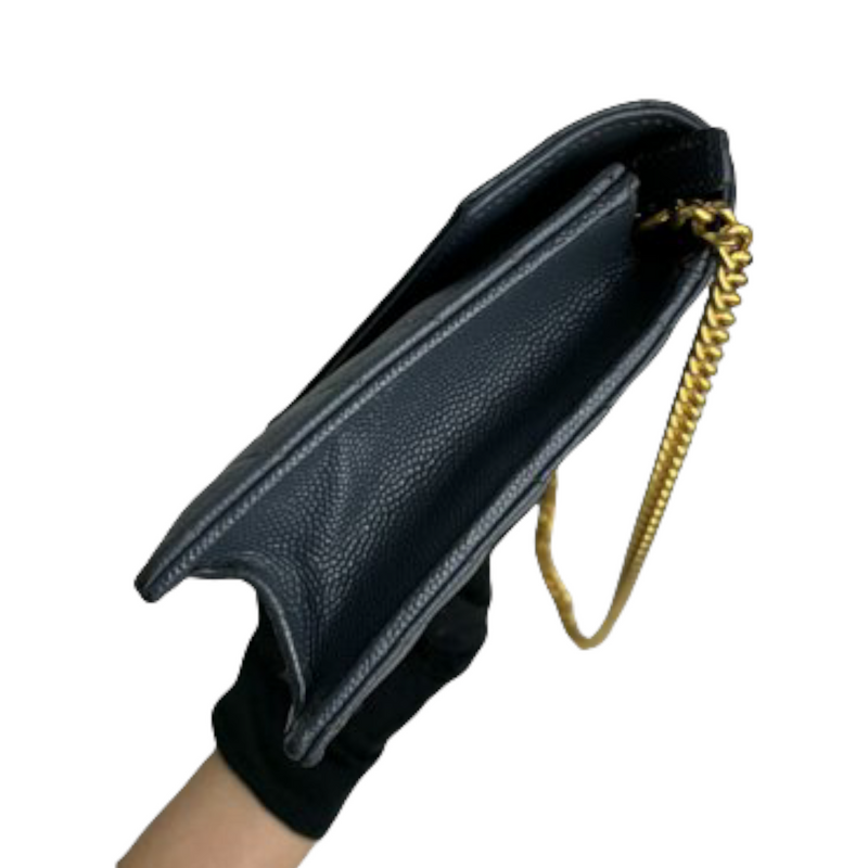Envelope Wallet on Chain Grained Leather Black GHW