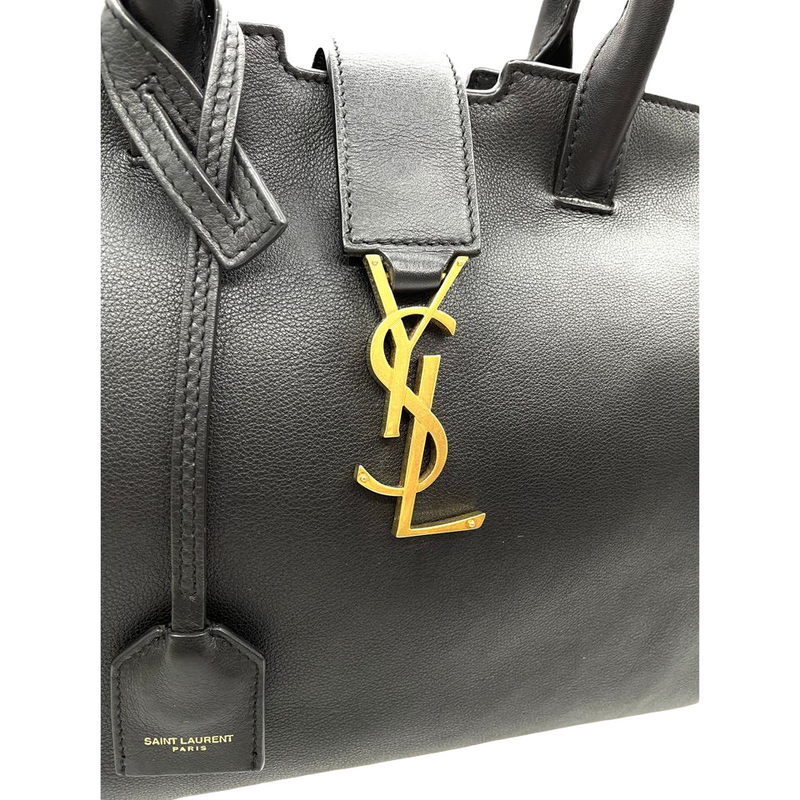 Saint Laurent Monogram Cabas Downtown Leather Baby Black