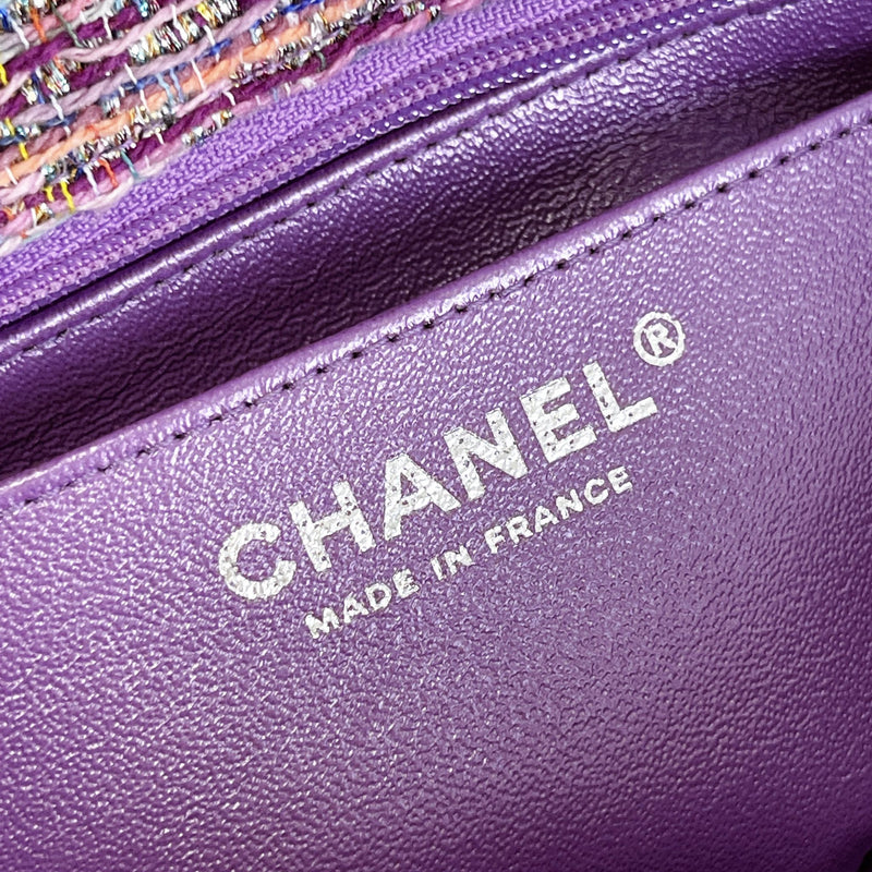 Mini Rectangle Flap Tweed Purple Rainbow Hardware