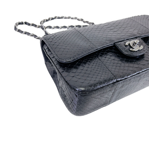 Classic Flap Medium Bag Python Black SHW