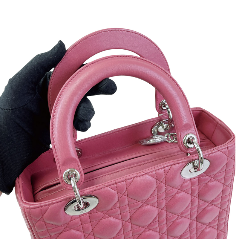 Lady Dior Cannage Lambskin Medium  Pink SHW