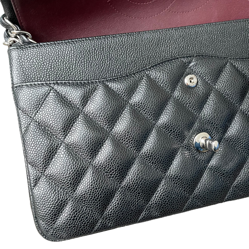 Jumbo Classic Double Flap Caviar Black SHW