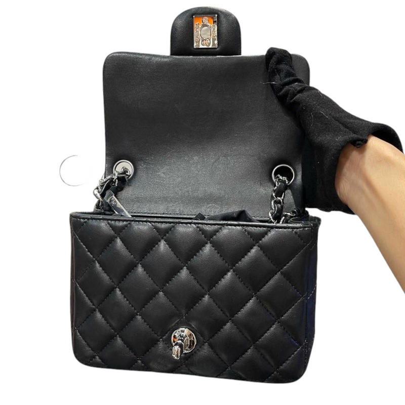 Classic Flap Square Mini Lambskin Black SHW