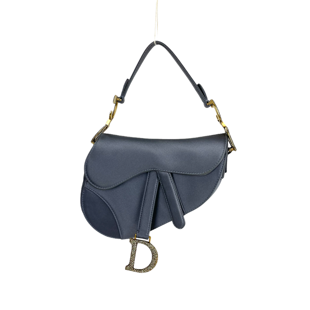 Mini Oblique Saddle Bag Satin Blue