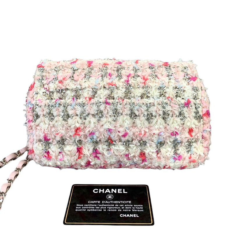 Tweed Mini Rectangular Flap Tweed Pink SHW