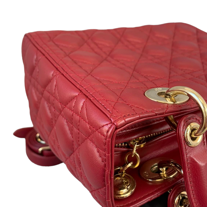 Lady Dior Medium Lambskin Burgundy GHW