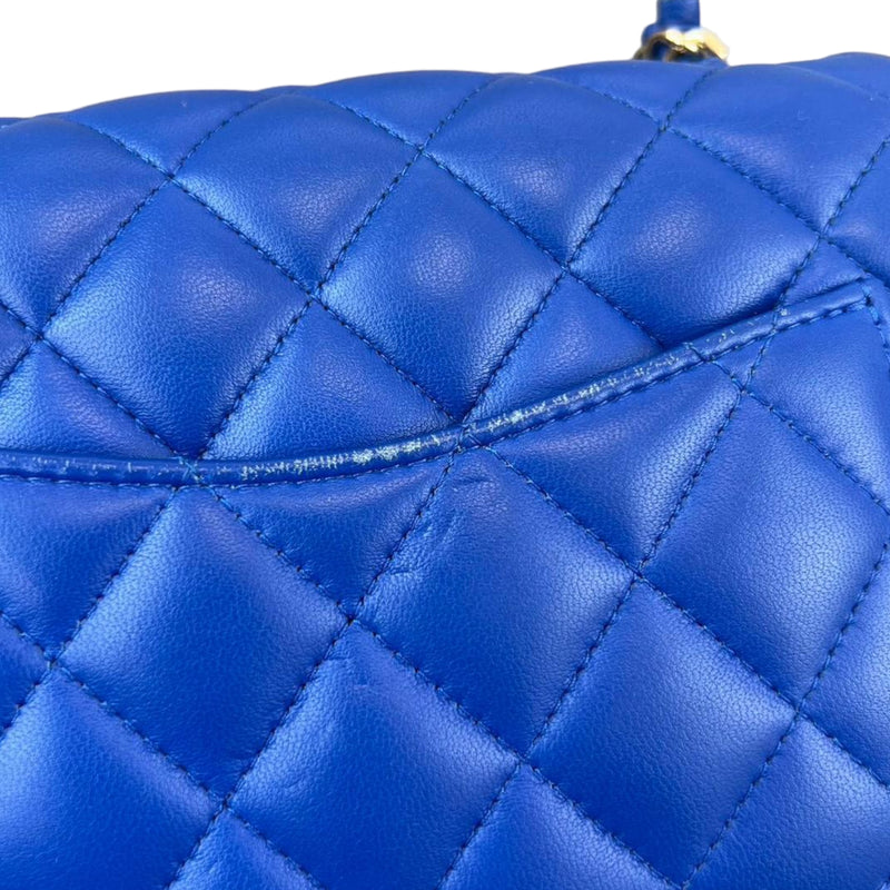 Chanel Quilted Mini Rectangular Pearl Crush Blue Lambskin Aged Gold Ha –  Coco Approved Studio