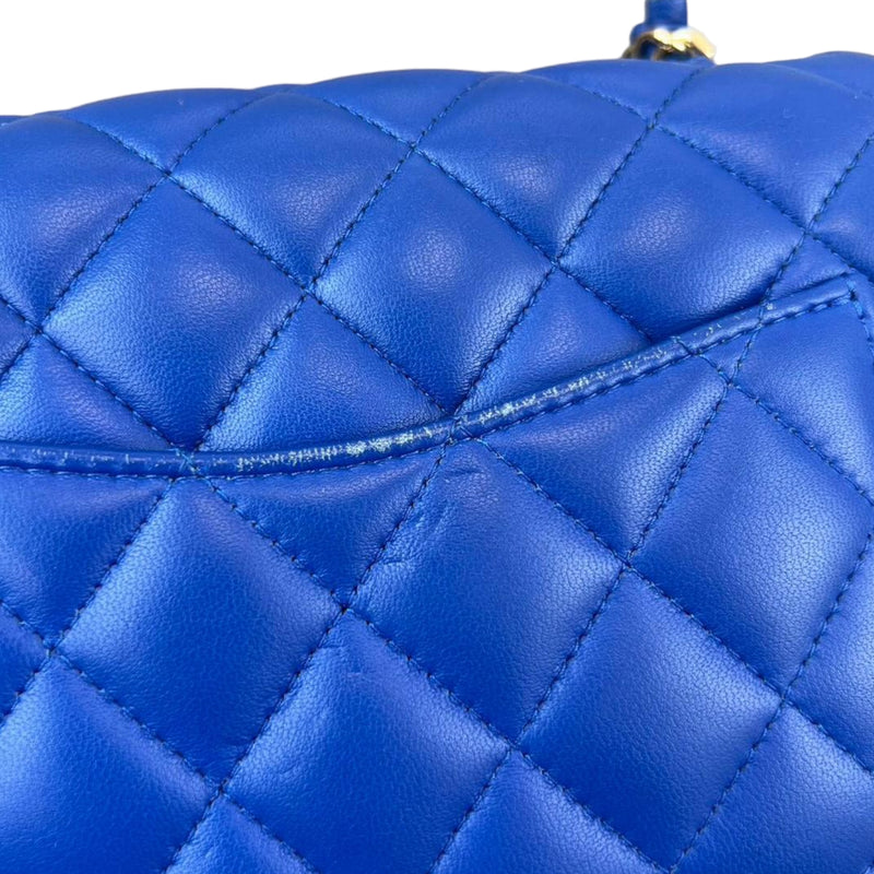 Mini Square Flap Lambskin Electric Blue SHW