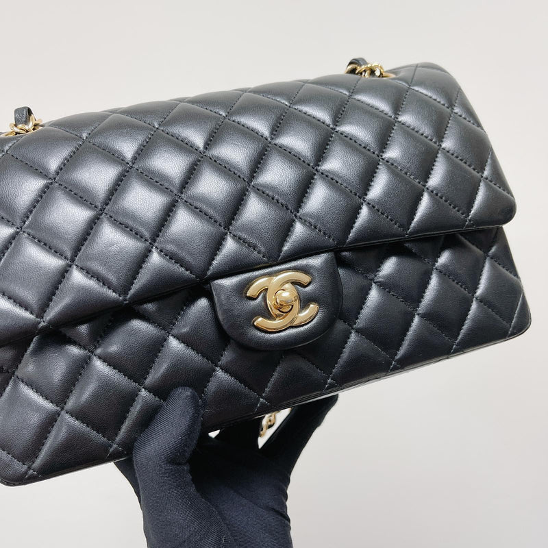 Chanel Classic Medium Vintage Double Flap Bag In Black Quilted Lambskin And  24K GoldPlated Hardware