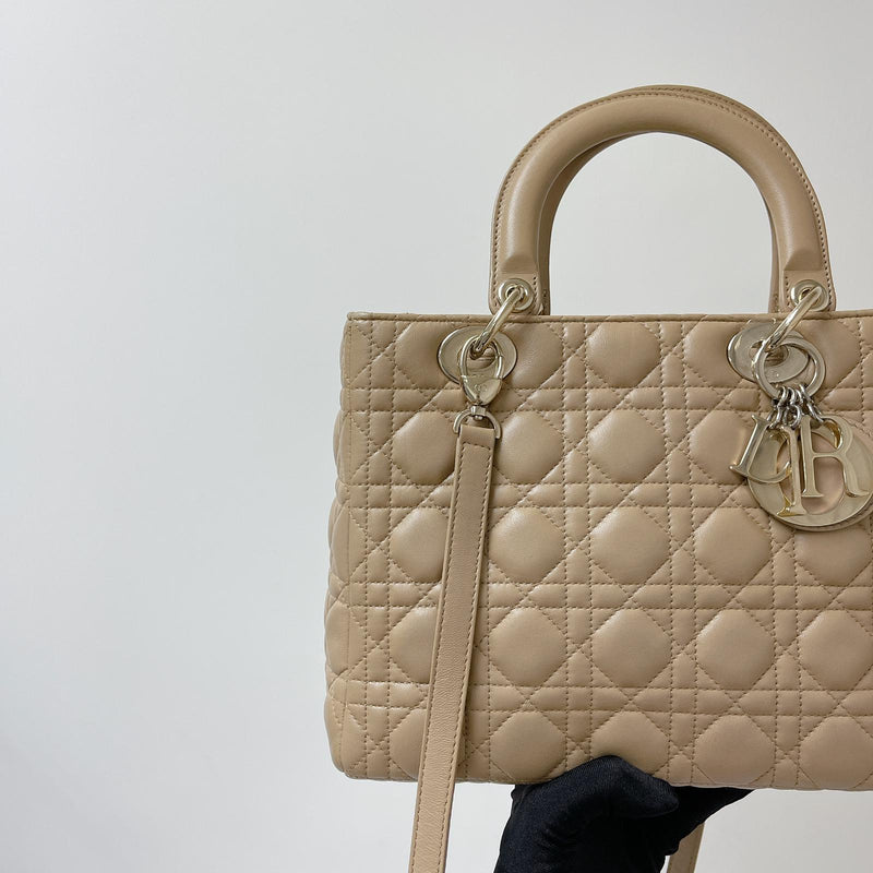 Lady Dior Lambskin Medium Beige GHW