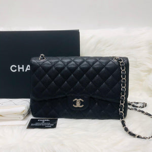 Classic Double Flap Jumbo Bag in Black Caviar with SHW