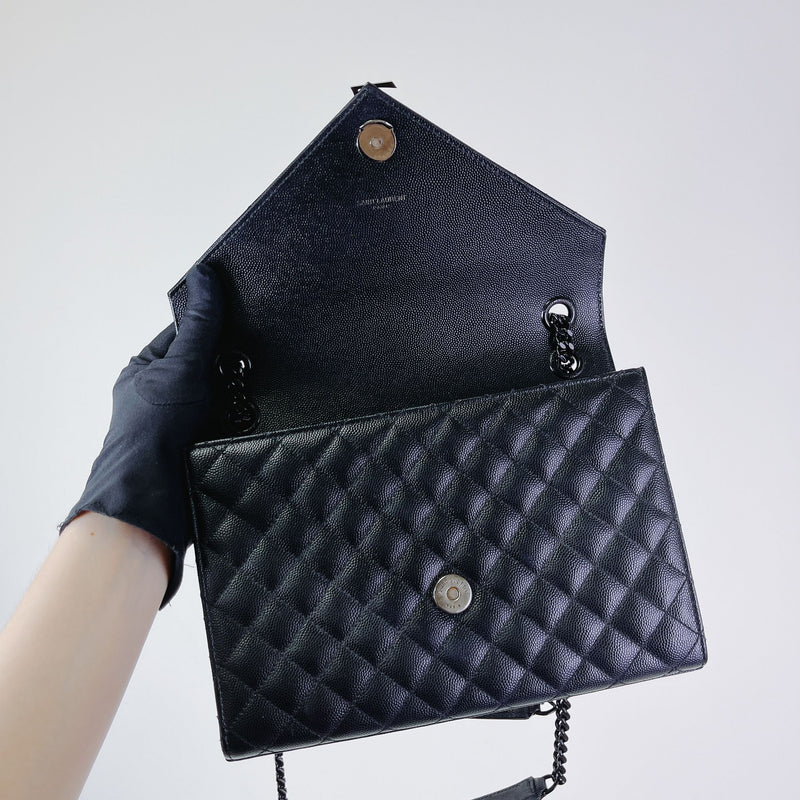 Envelope Medium Grained Leather Black BHW