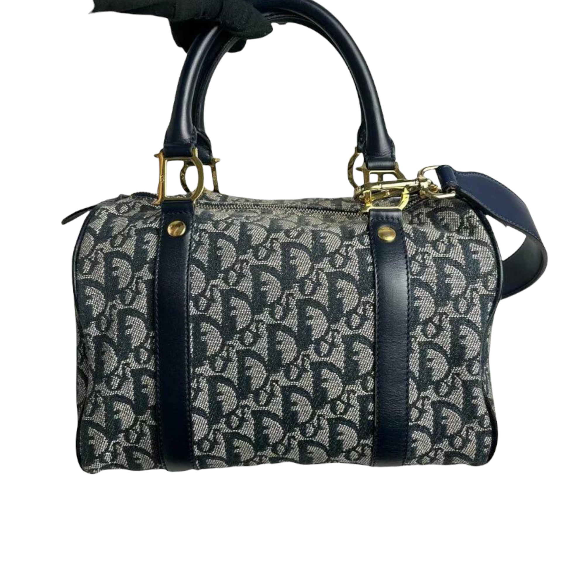 Christian Dior Oblique Boston Bag Canvas Dark Blue GHW – Bag