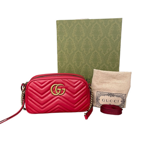 Small GG Marmont Matelassé Red GHW