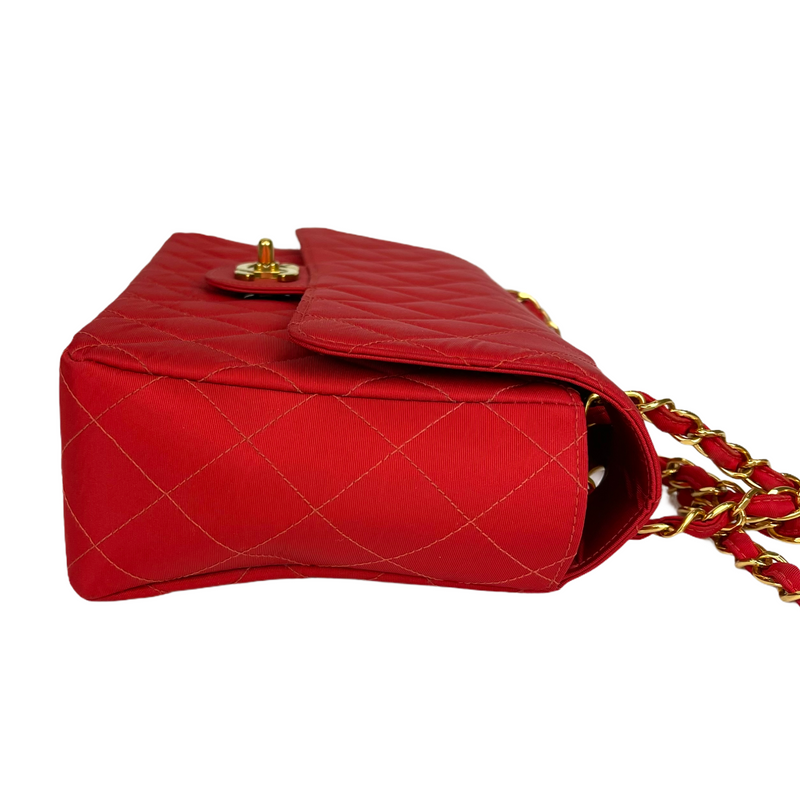 Red nylon flap purse