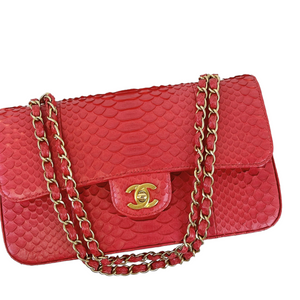Classic Flap Medium Bag Python Red GHW