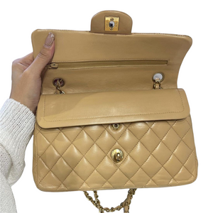 Classic Double Flap Small Lambskin Beige GHW