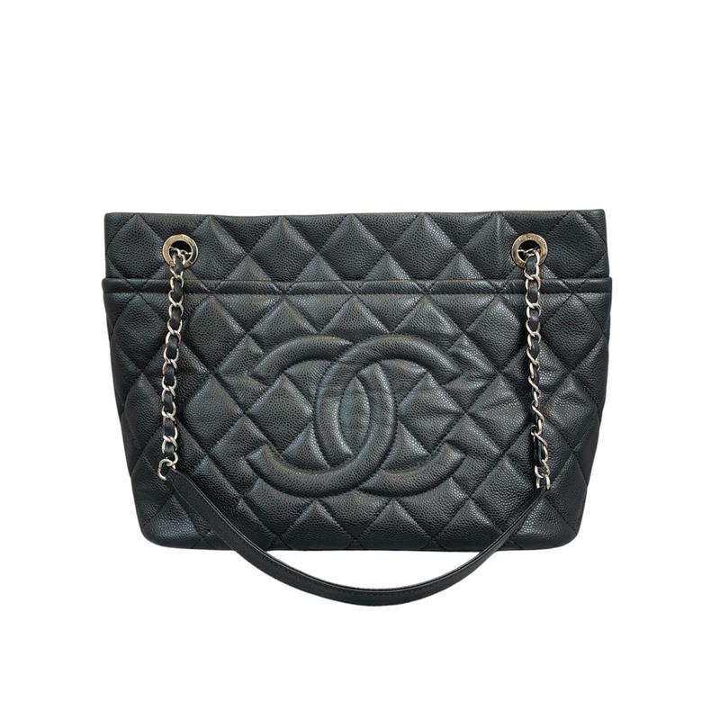 Chanel Black Caviar XXL Messenger Weekender Flap Tote Bag SHW