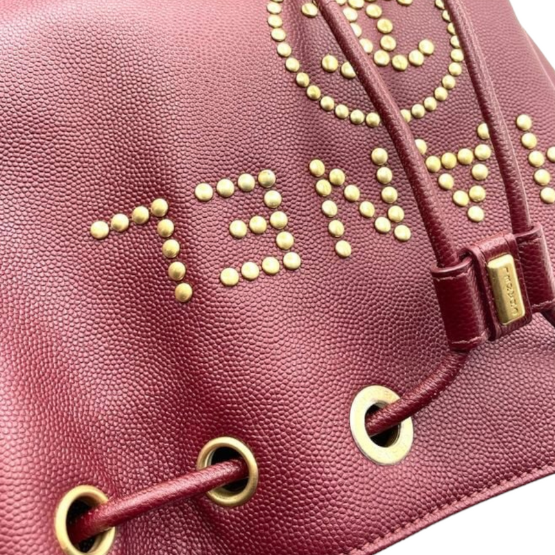 Medium Deauville Drawstring Bucket Caviar Burgundy GHW