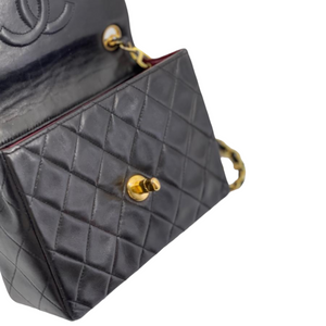 Vintage Mini Square Lambskin Black GHW