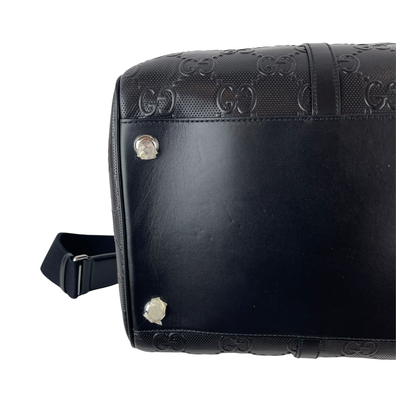 Logo-embossed Holdall Duffle Black SHW