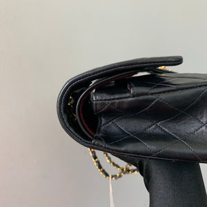 Vintage Lambskin Double Flap M/L with GHW In black