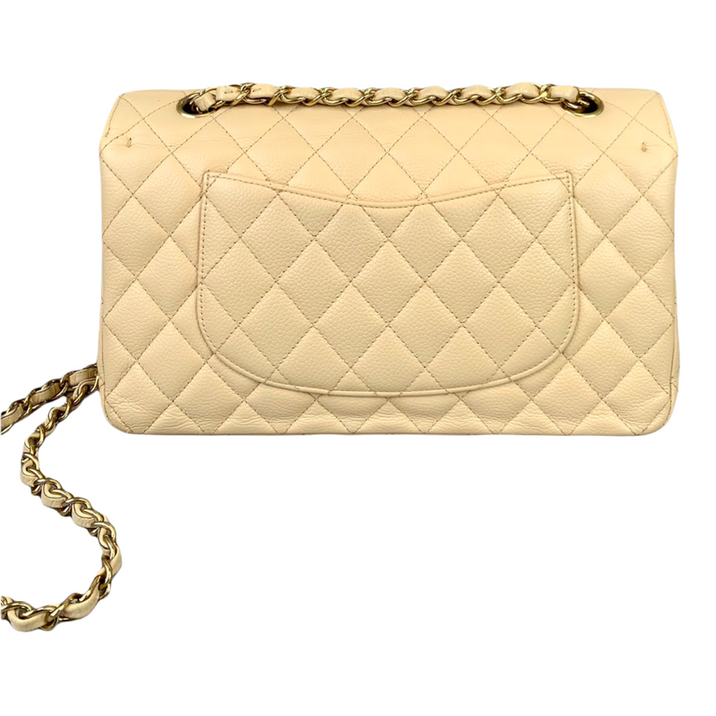 Classic Double Flap Caviar Medium Beige GHW