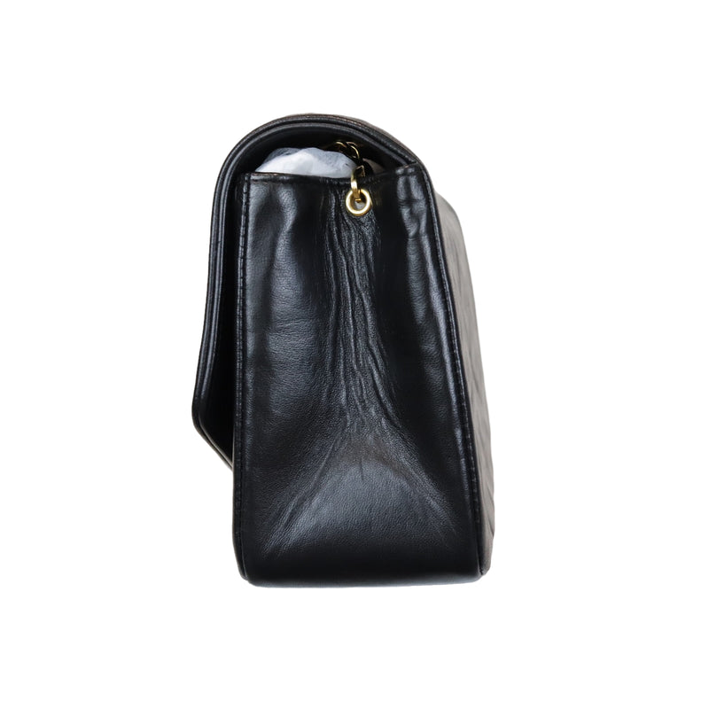 Small Classic Diana flap Black Lambskin GHW