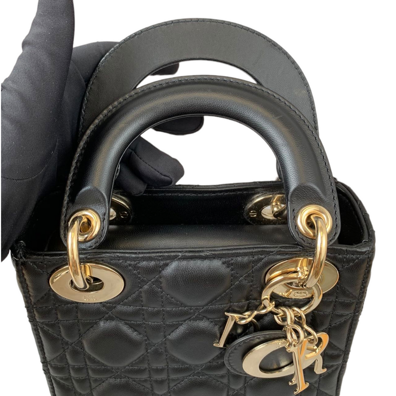 Mini Lady Dior Lambskin Black GHW
