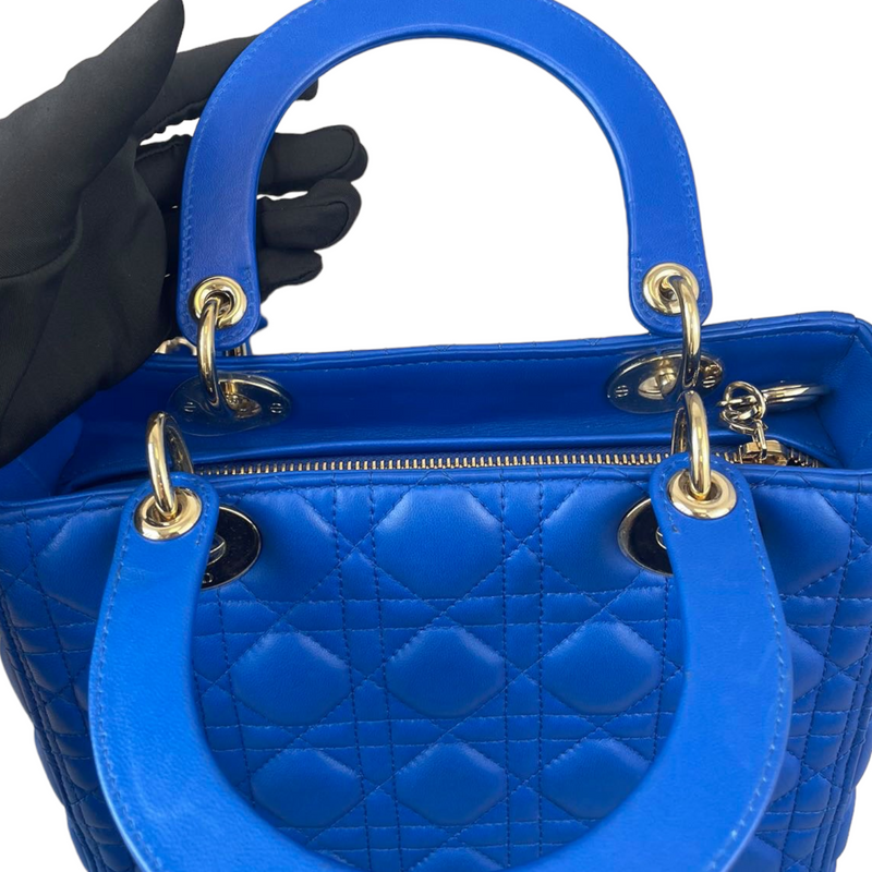 Lady Dior Medium Electric Blue Lambskin GHW