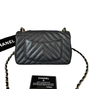 Mini Flap Chevron Caviar Black GHW