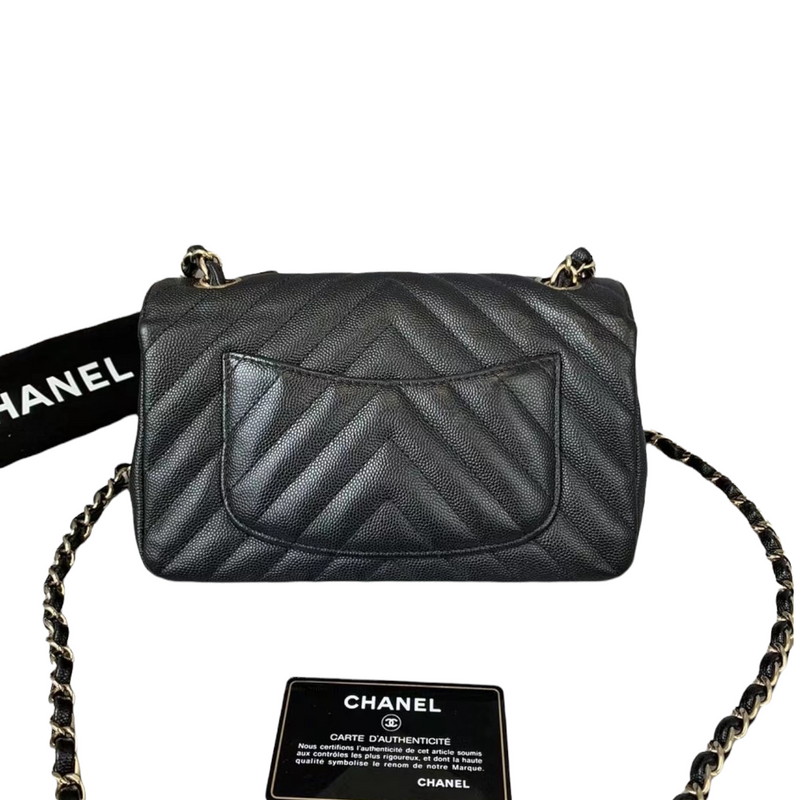 Mini Flap Chevron Caviar Black GHW