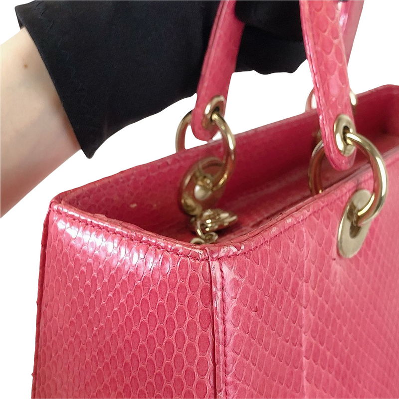 Lady Dior Large Snakeskin Pink LGHW