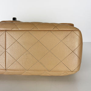 Single Flap Jumbo in Beige Caviar with SHW