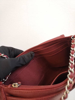 Crossbody Half Moon Flap Dark Red Caviar Leather with SHW
