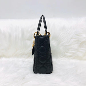 Cannage Lambskin Lucky Badges My Lady Dior Small Dark Grey