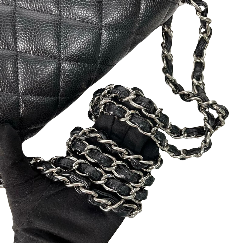 Jumbo Classic Double Flap Caviar Black GHW